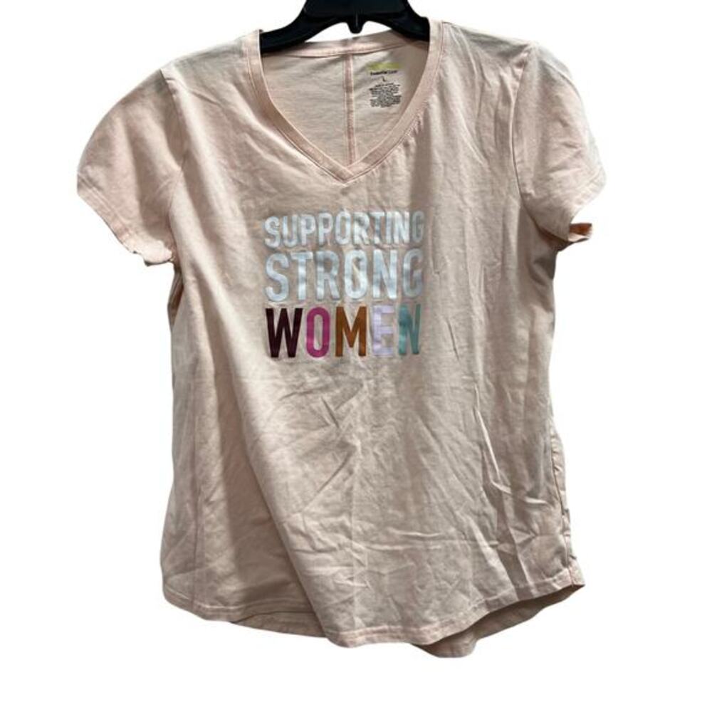 Tek Gear "Supporting Strong Women" V-neck short sleeve T-shirt light pink sz L